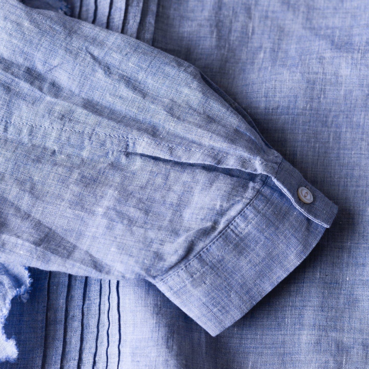 リネンラミータックフリルブラウス Blue