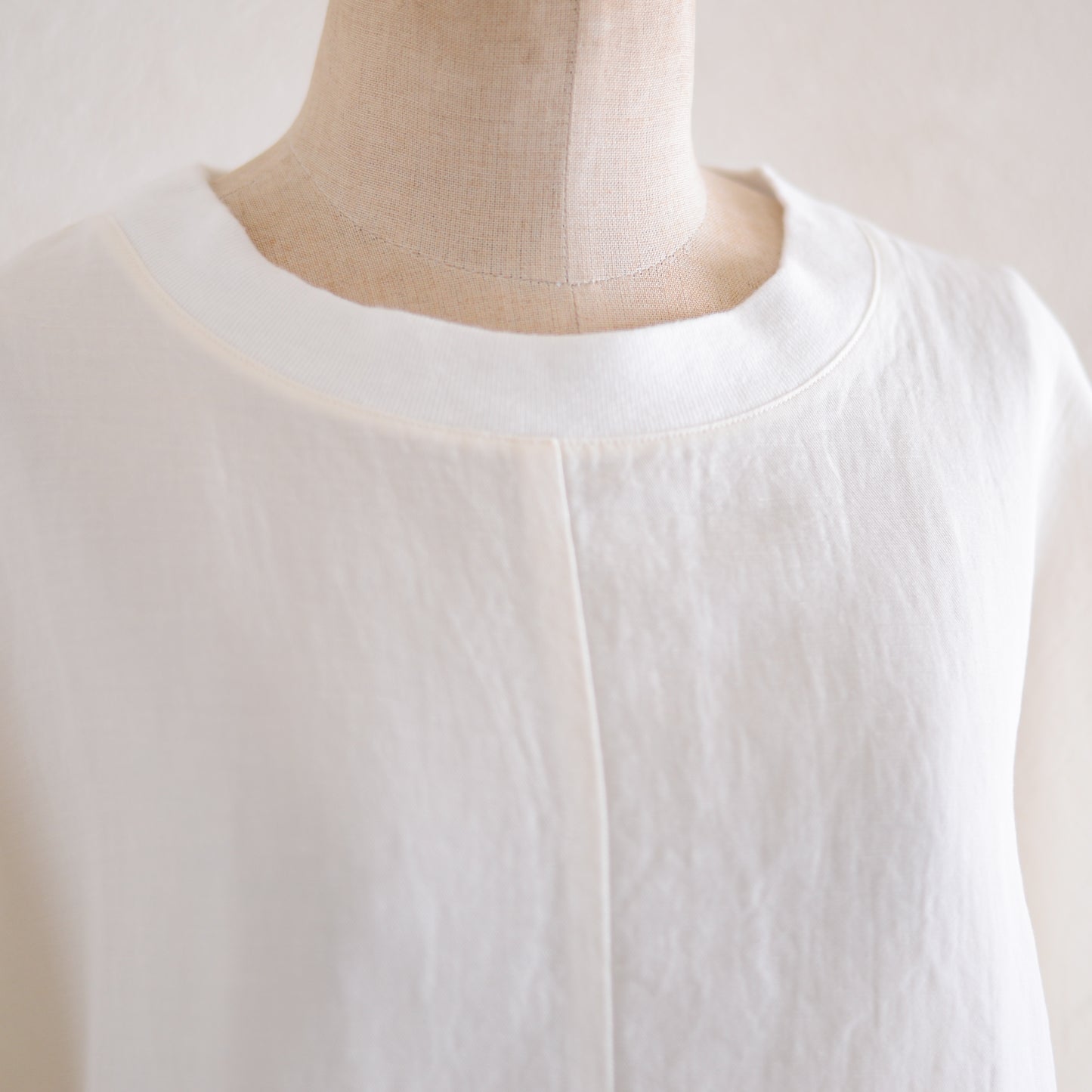 コットンリネン布帛Tシャツ Off White