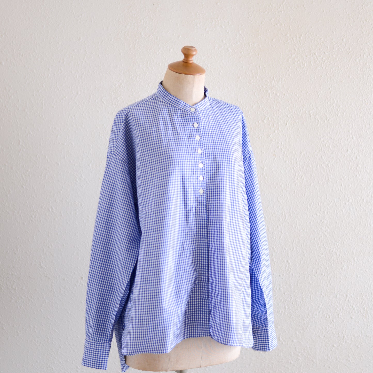 コットンリネンリラックスシャツ Off White×Blue