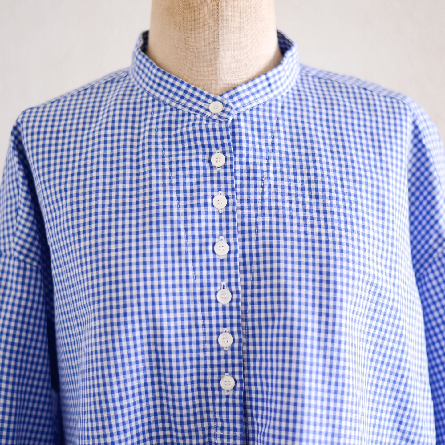 コットンリネンリラックスシャツ Off White×Blue