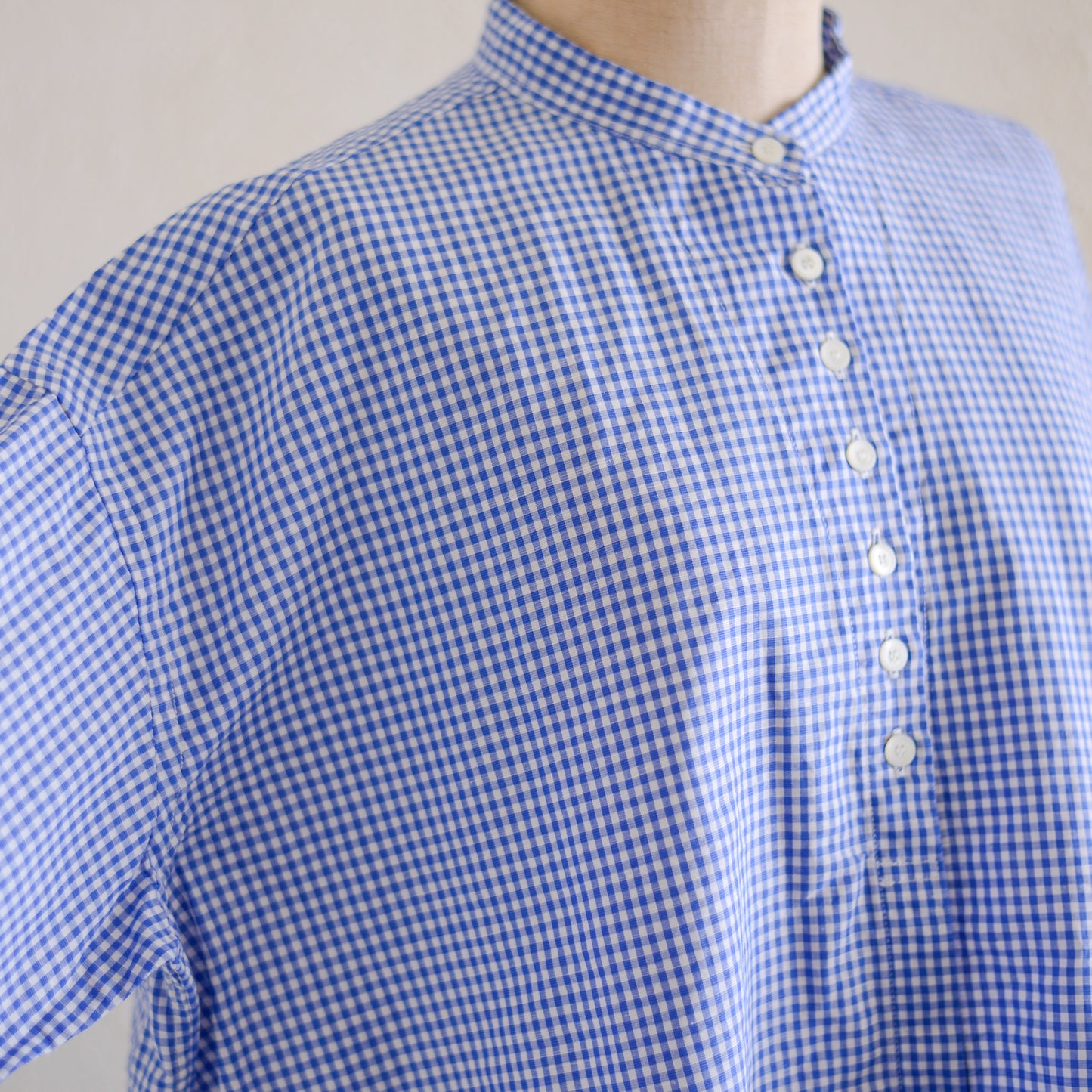 コットンリネンリラックスシャツ Off White×Blue