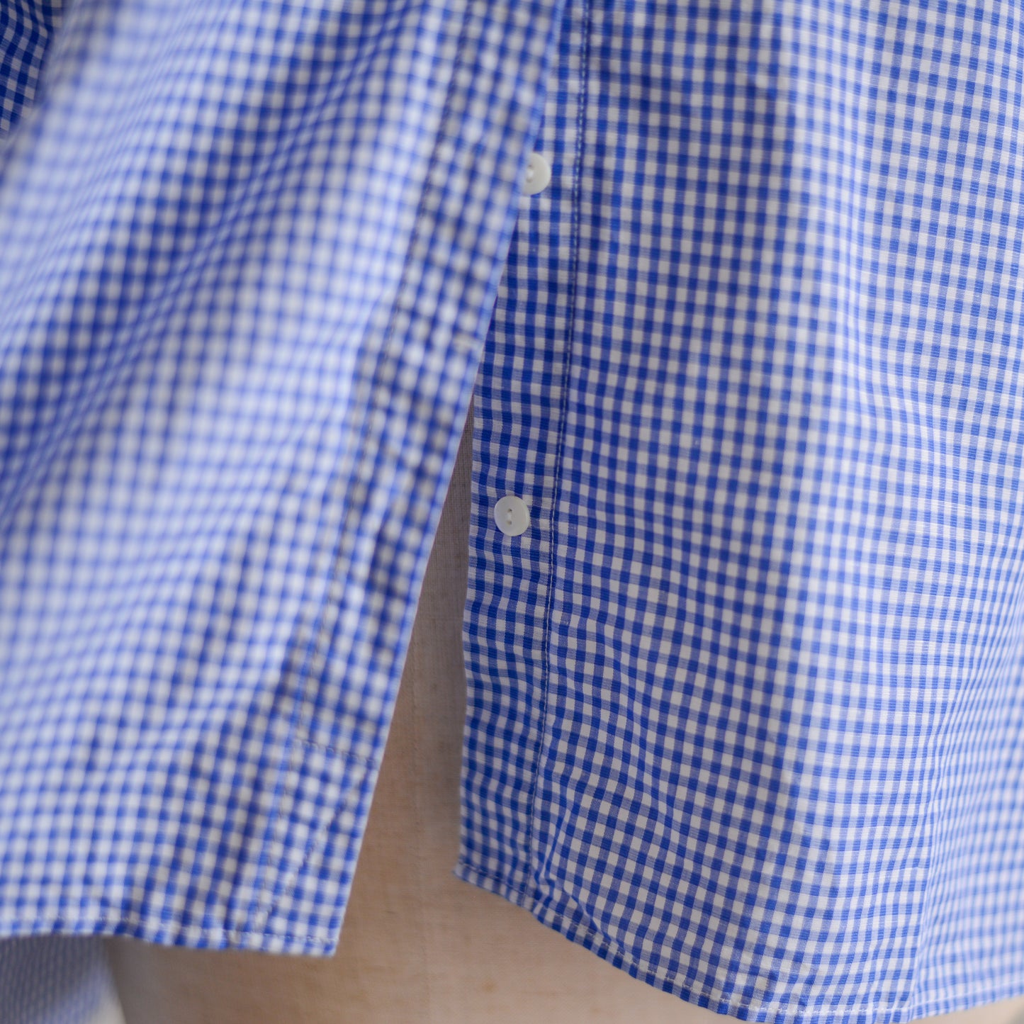 コットンリネンリラックスシャツ Off White×Blue