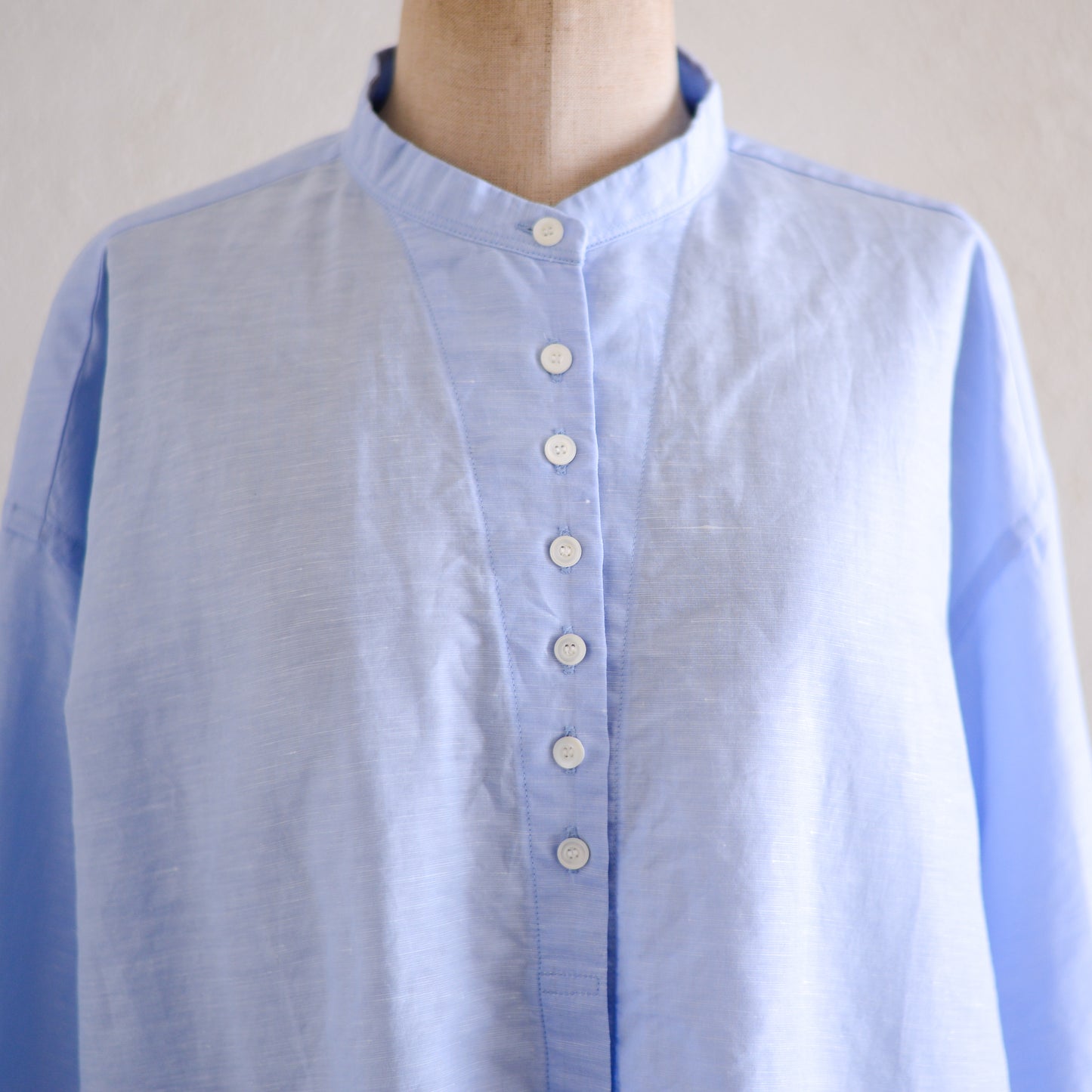 コットンリネンリラックスシャツ Sax