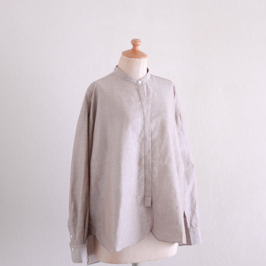 Cotton Linen Concealed Button Shirt Beige