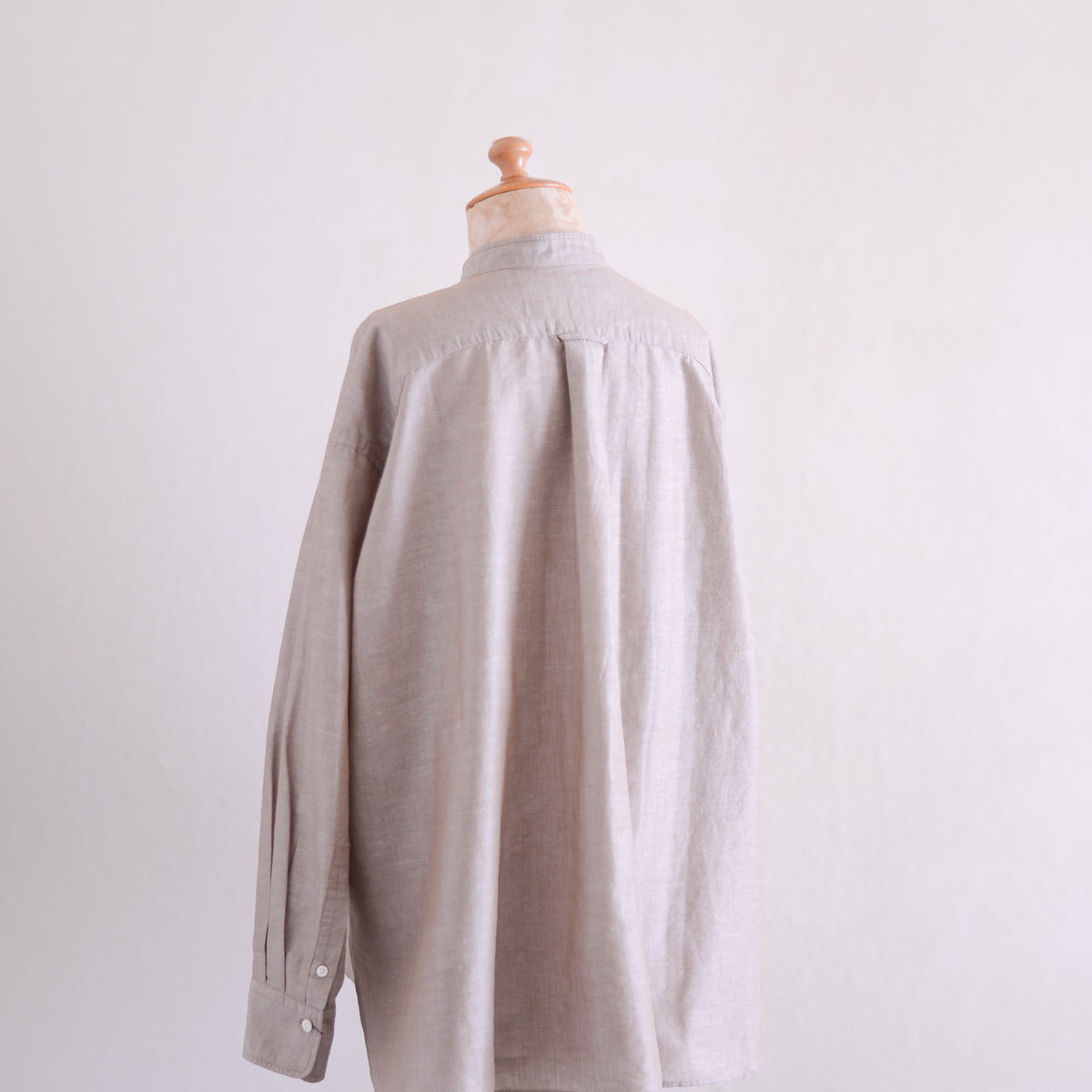 コットンリネンコンシールドボタンシャツ Beige