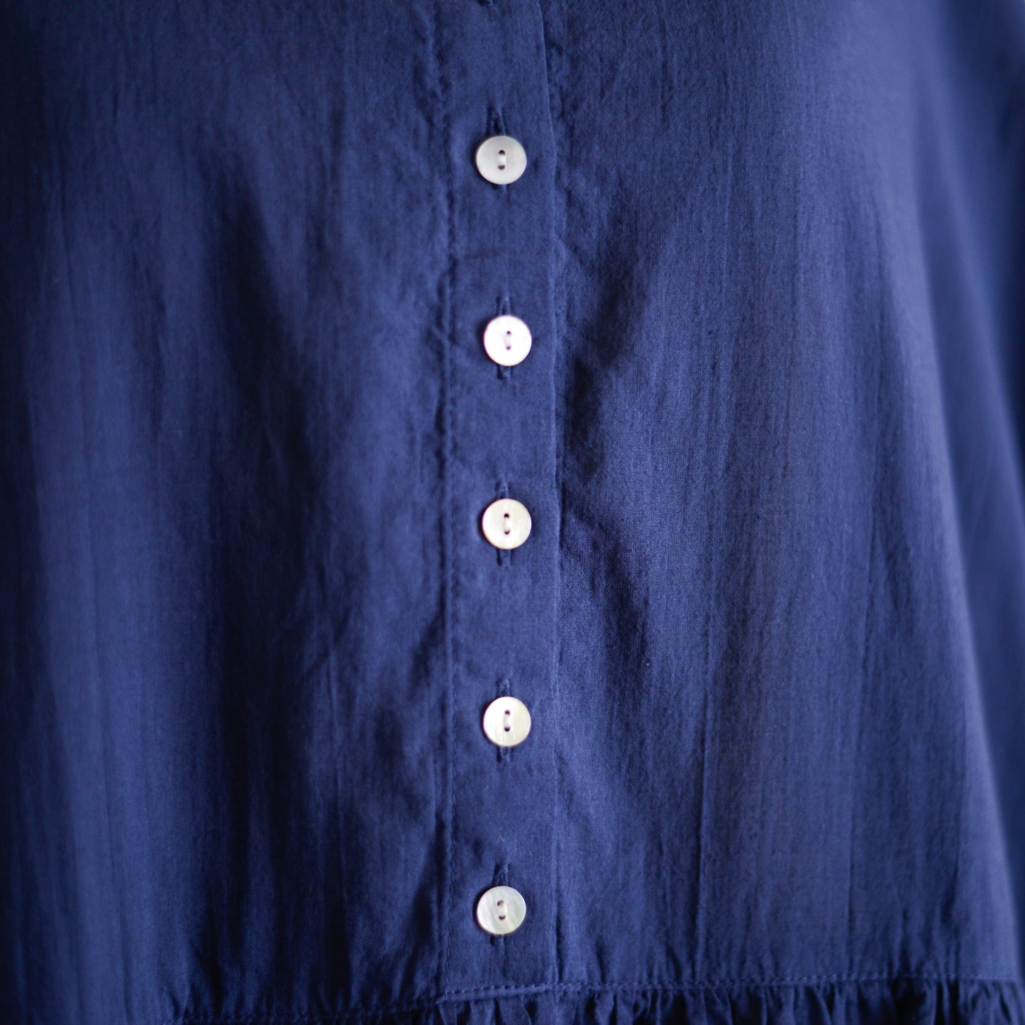 コットンリネン2ウェイギャザーワンピース Blue