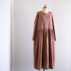 コットンリネン2ウェイギャザーワンピース Brown – MAR ONLINE STORE
