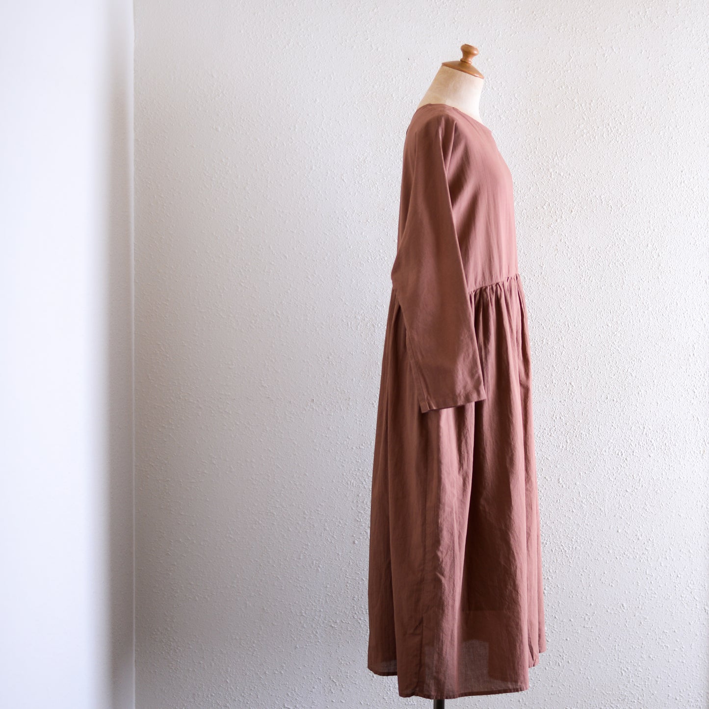 コットンリネン2ウェイギャザーワンピース Brown