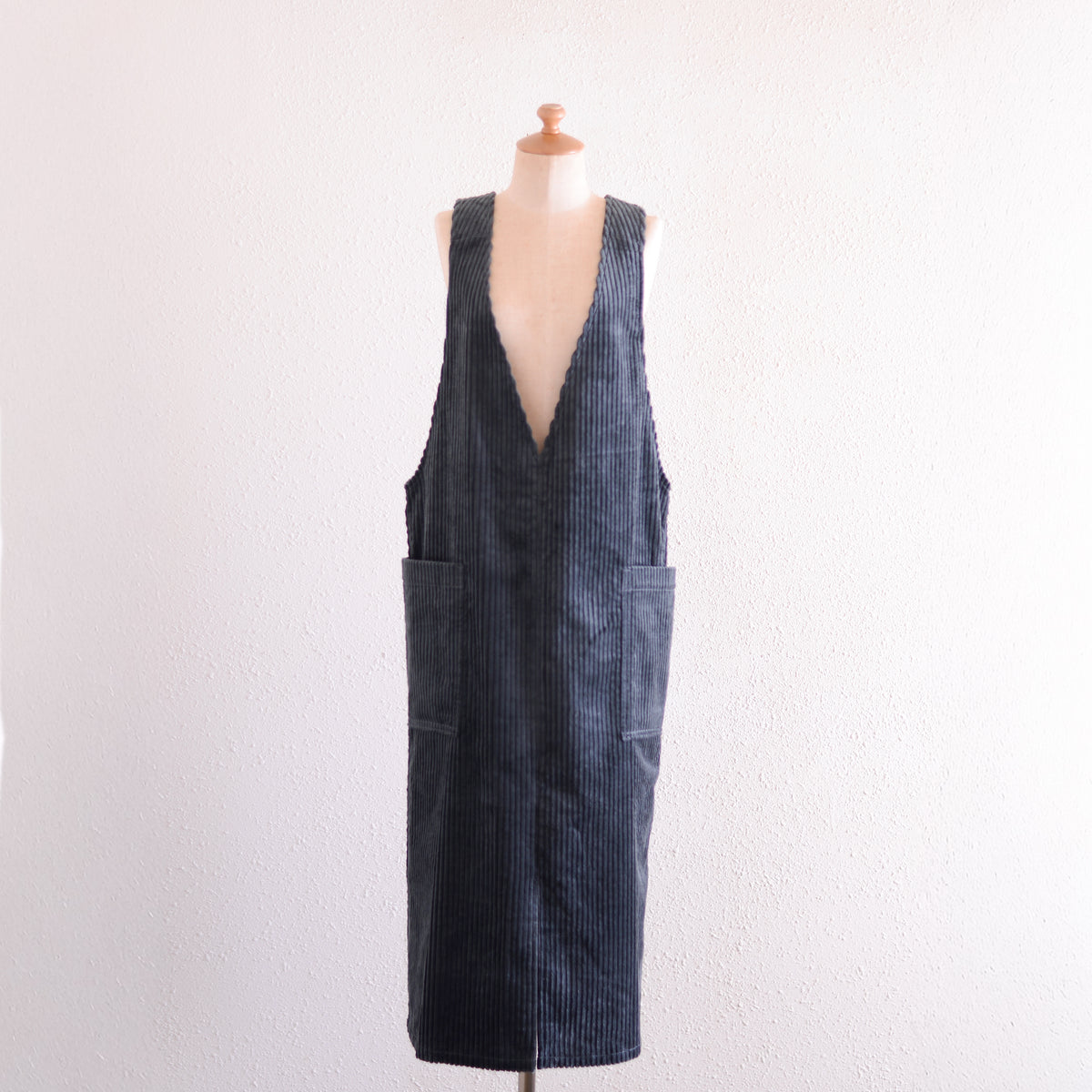 コットンコーデュロイVネックジャンパースカート Gray