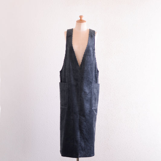 コットンコーデュロイVネックジャンパースカート Gray