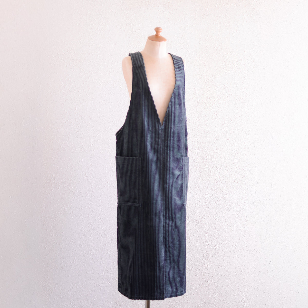 コットンコーデュロイVネックジャンパースカート Gray