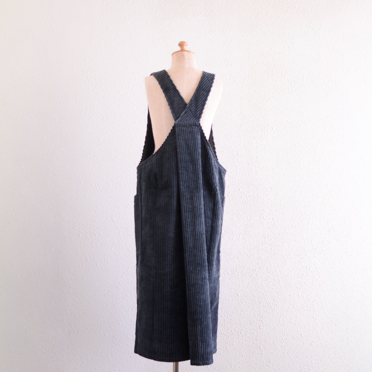 コットンコーデュロイVネックジャンパースカート Gray