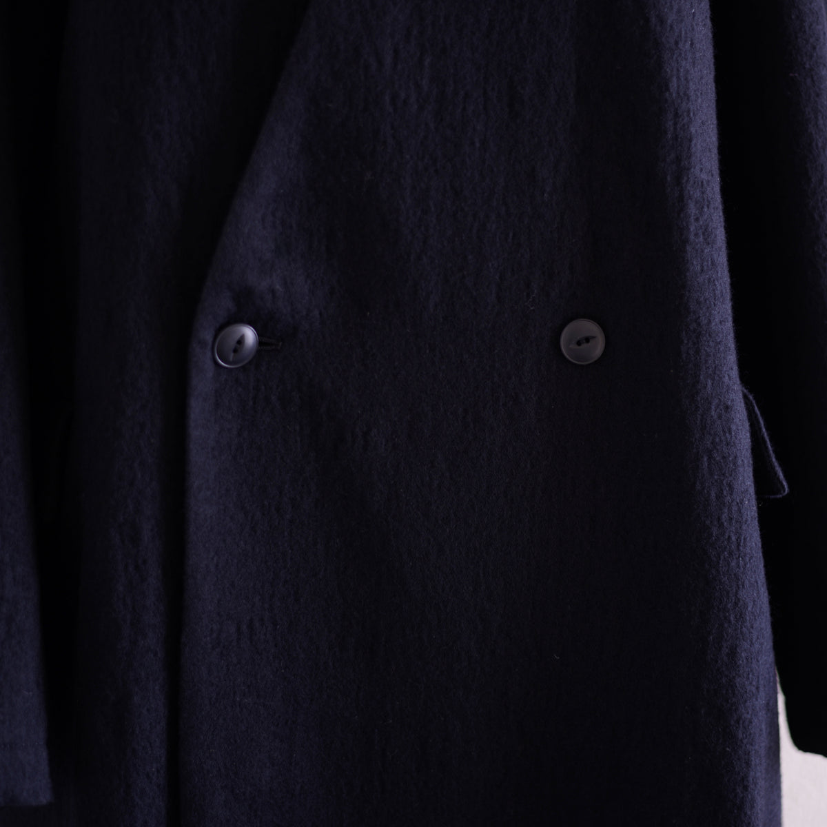コットンウールダブルロングコート Black