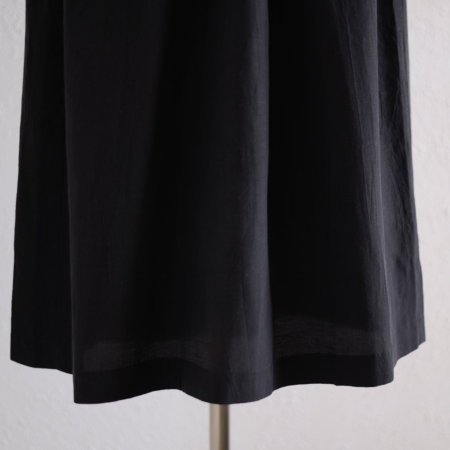 Cupra Cotton Linen Gathered Waist 2-Way Dress, Black