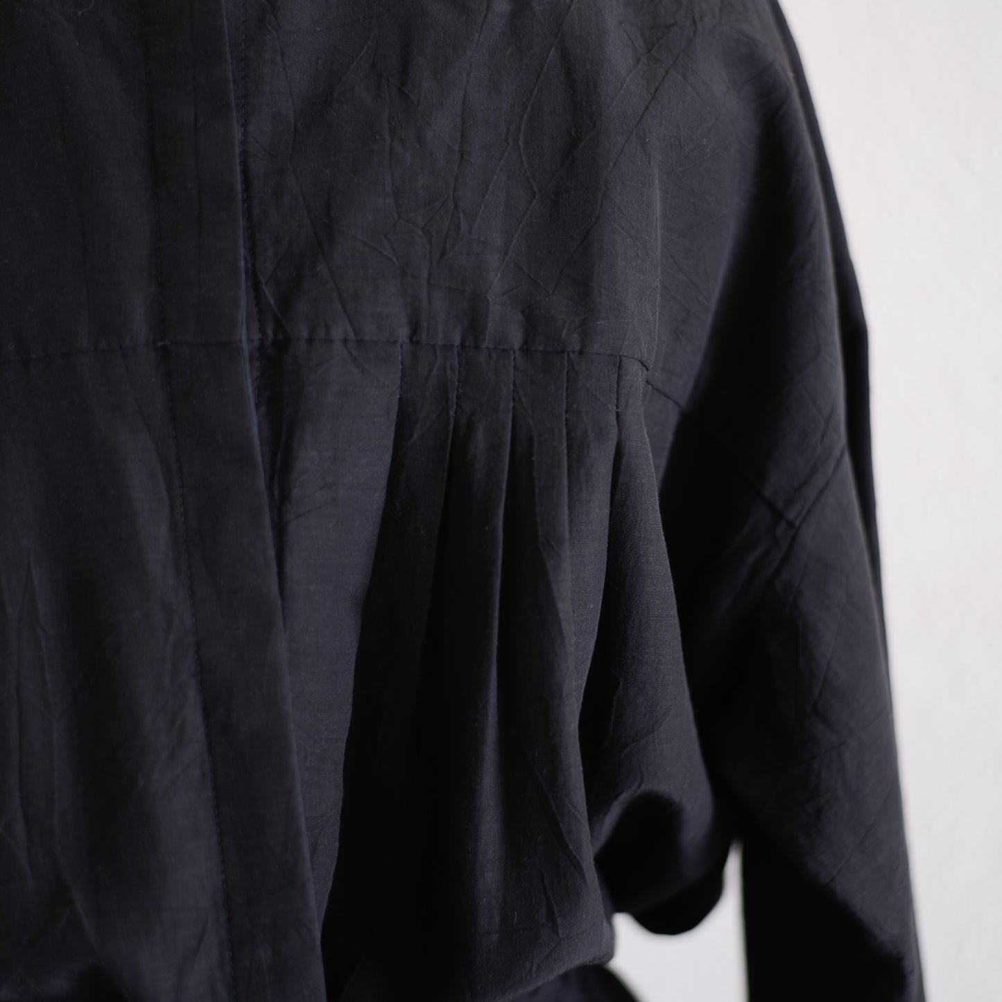 Cupra Cotton Linen Gathered Waist 2-Way Dress, Black