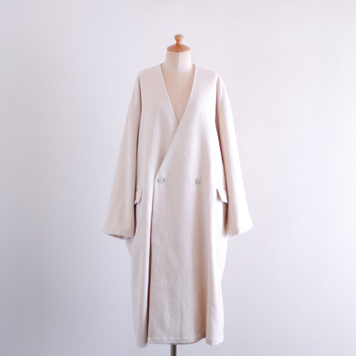 コットンウールダブルロングコート Light Beige