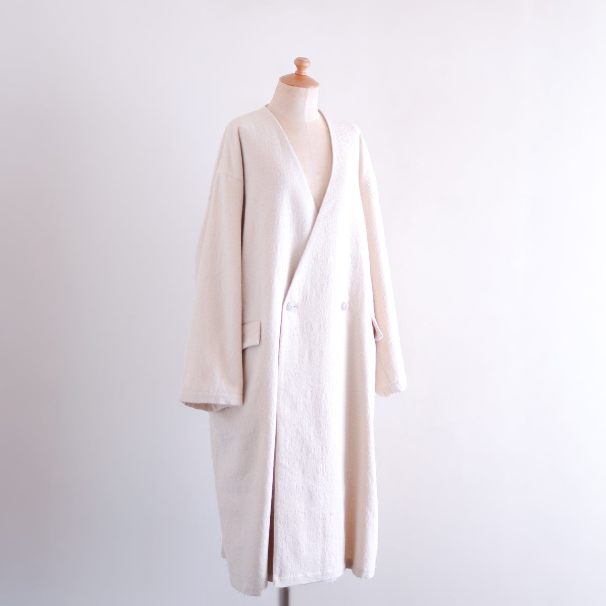 コットンウールダブルロングコート Light Beige