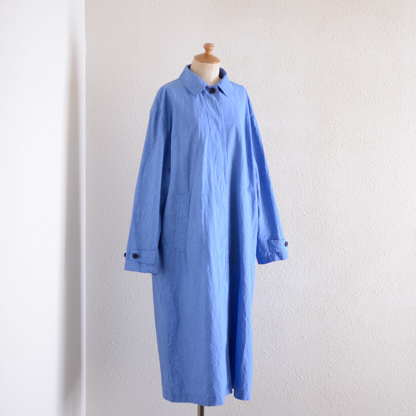 コットンリネンバルマカーンコート Blue