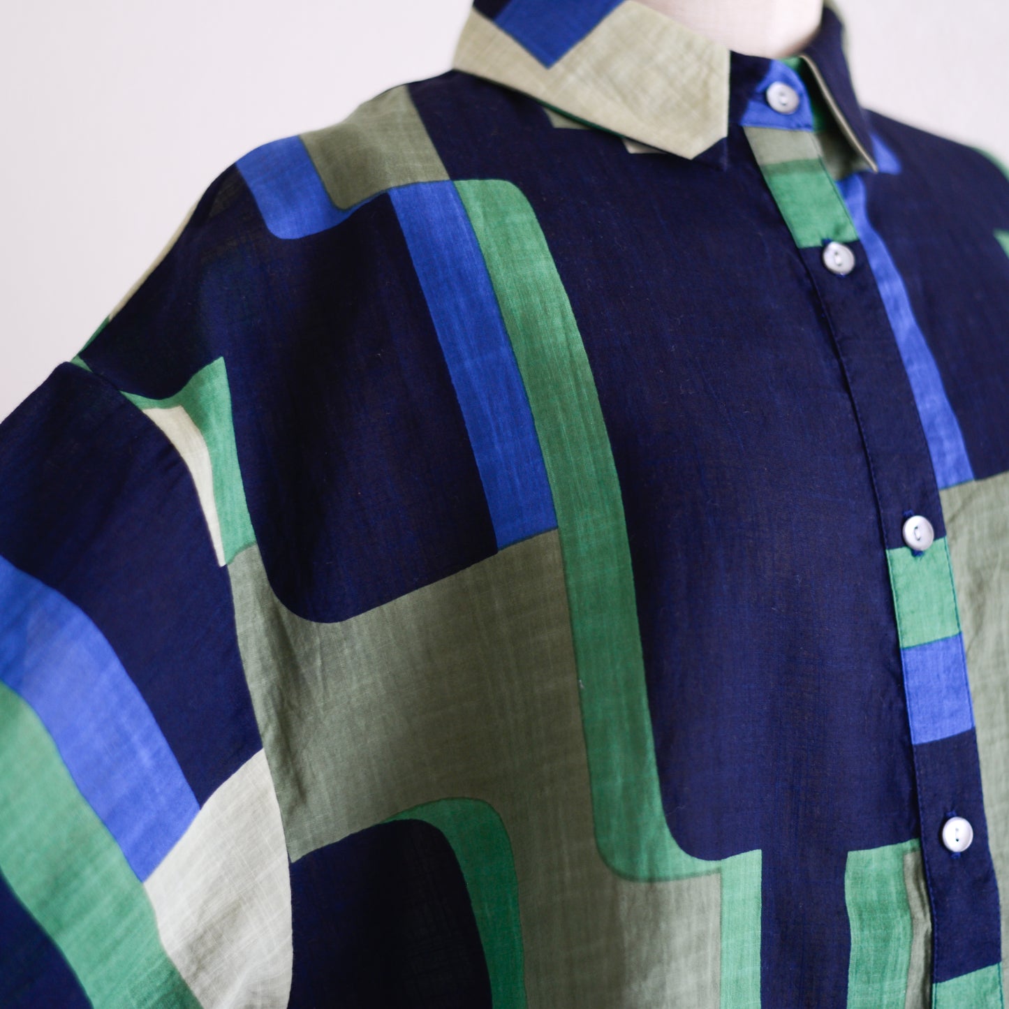 コットンプリンティッドショートスリーブシャツ Green