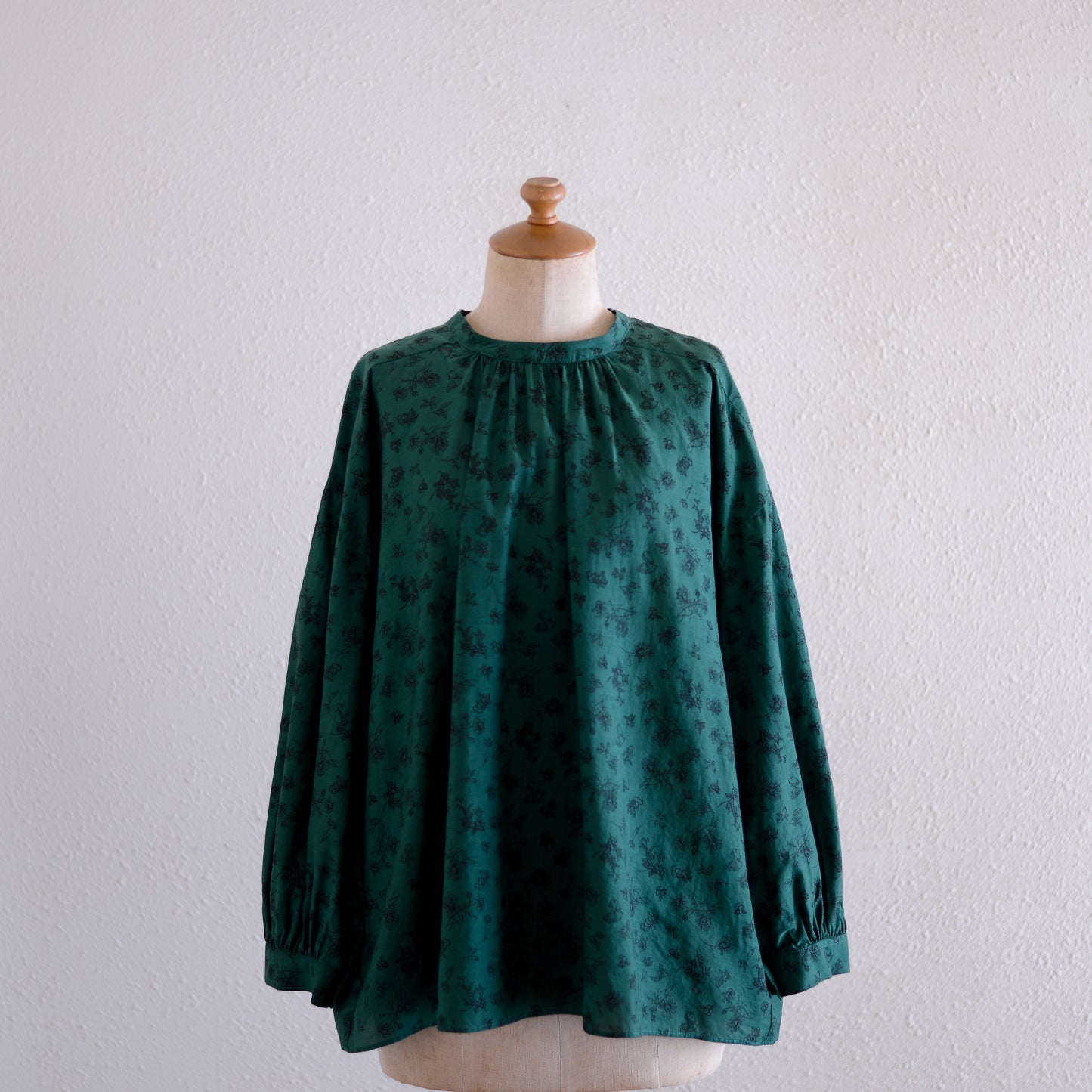 コットンキュプラ2ウェイフラワーブラウス Green