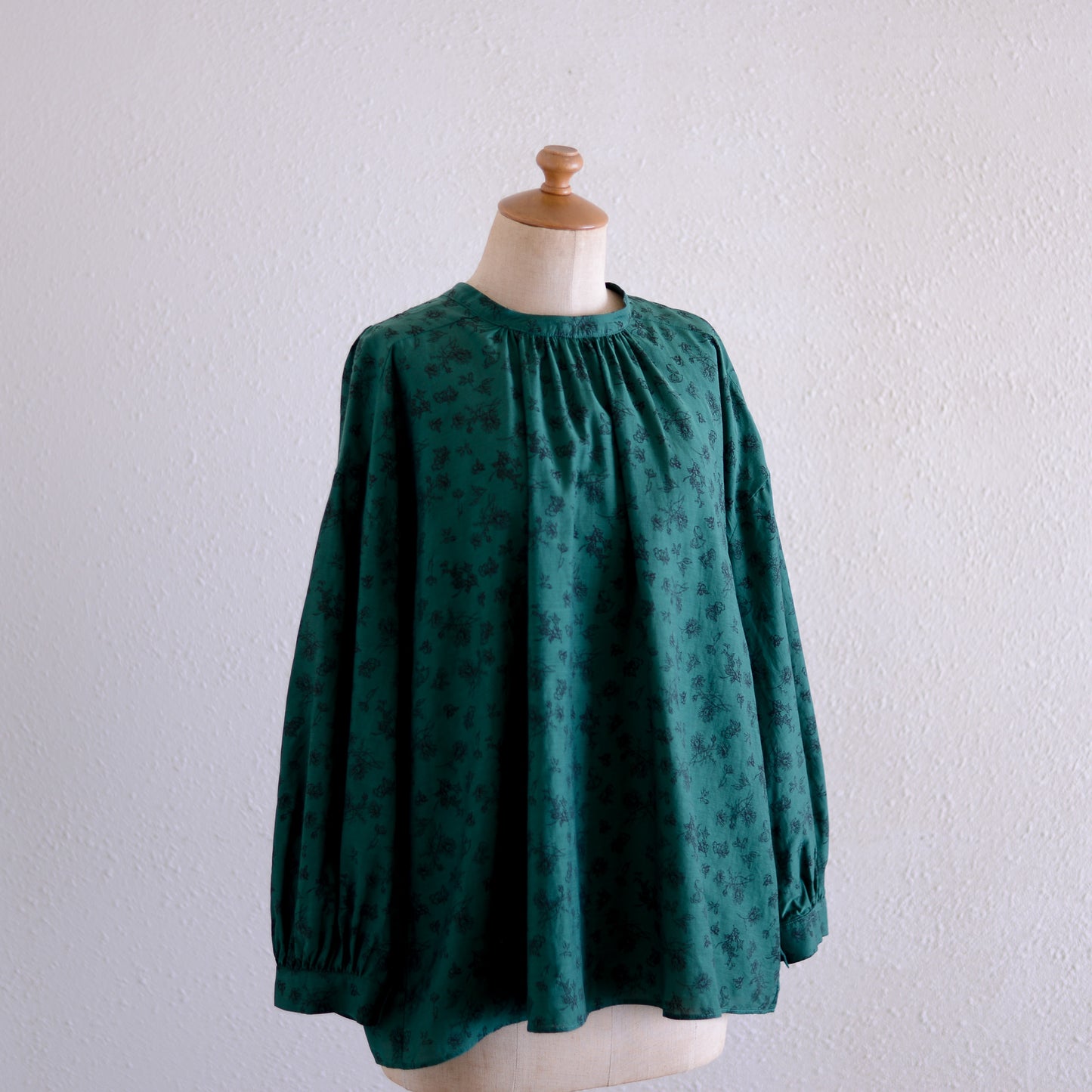 コットンキュプラ2ウェイフラワーブラウス Green