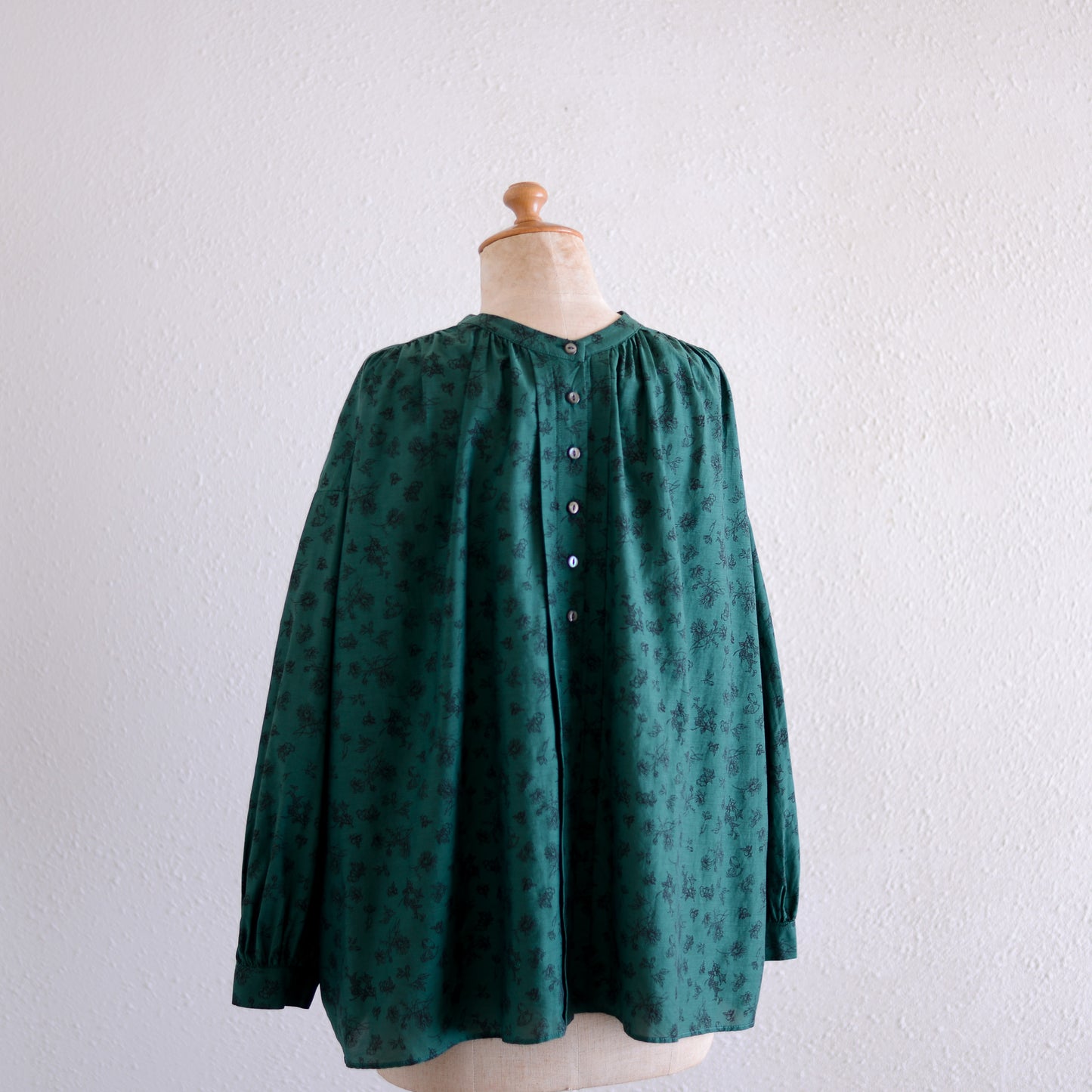 コットンキュプラ2ウェイフラワーブラウス Green