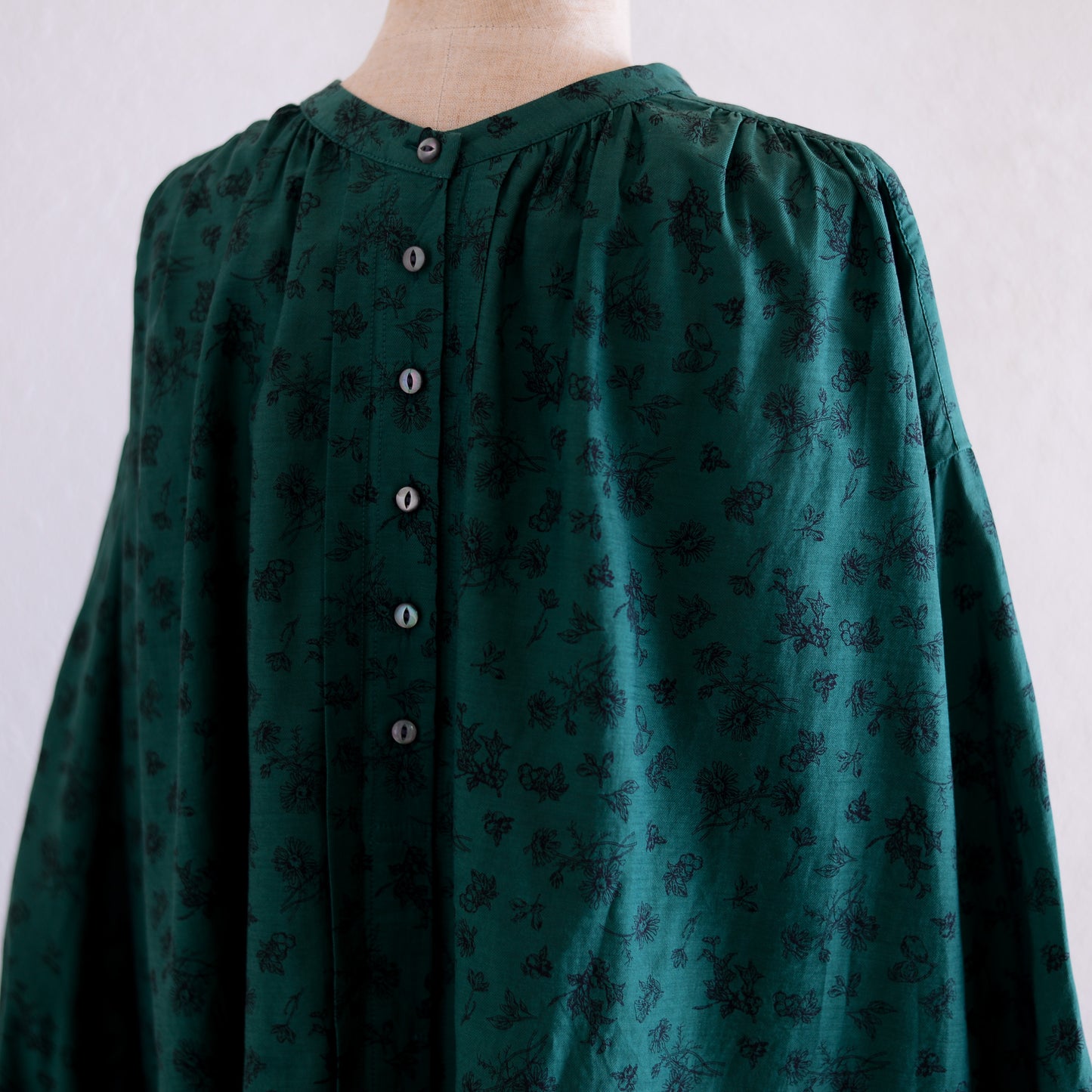 コットンキュプラ2ウェイフラワーブラウス Green