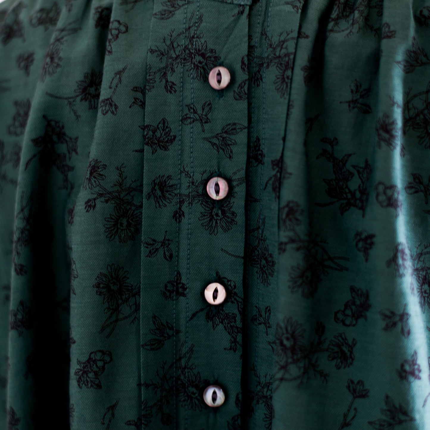 コットンキュプラ2ウェイフラワーブラウス Green