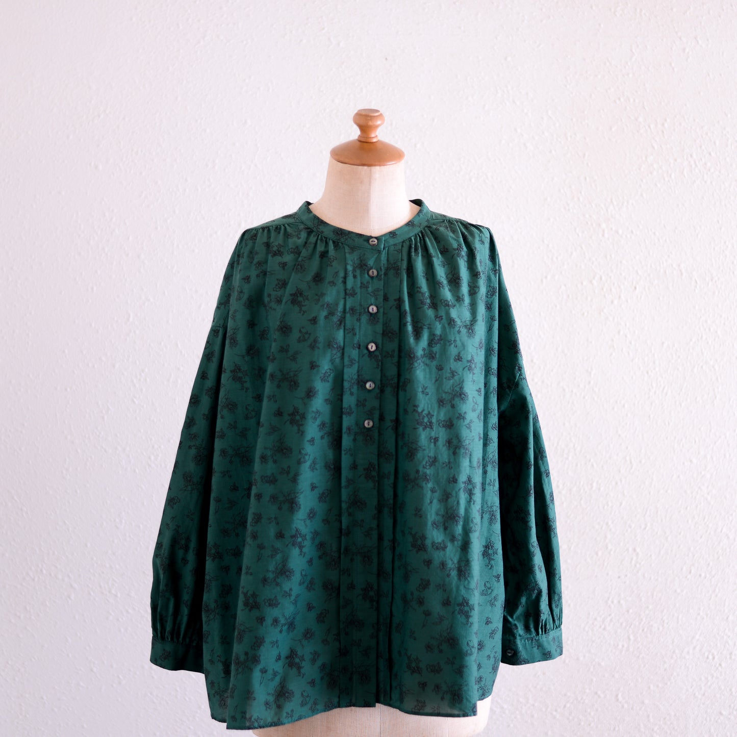 コットンキュプラ2ウェイフラワーブラウス Green