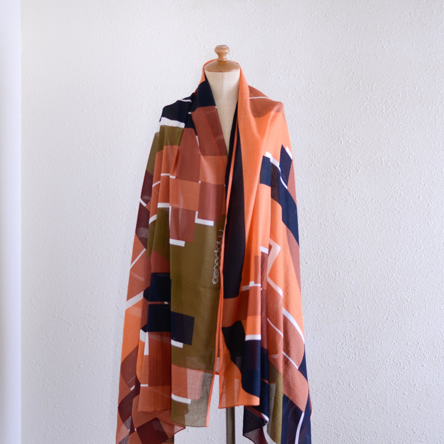 コットンショール Caramel Checkered Pattern