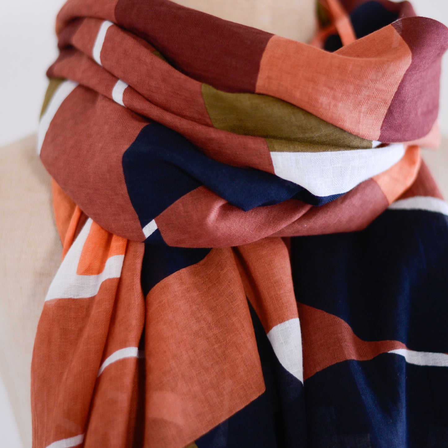 コットンショール Caramel Checkered Pattern