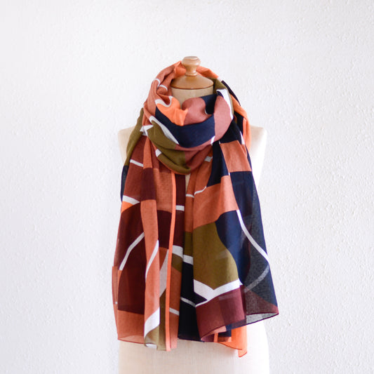 コットンショール Caramel Checkered Pattern