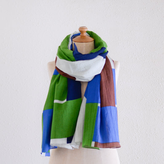 コットンショール Teal check