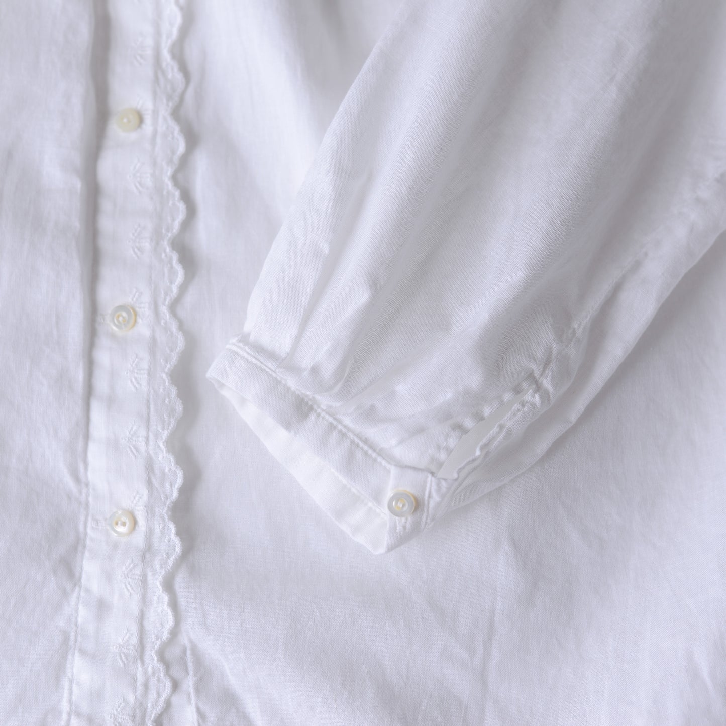 Cotton 2-way Embroidery Blouse Off White