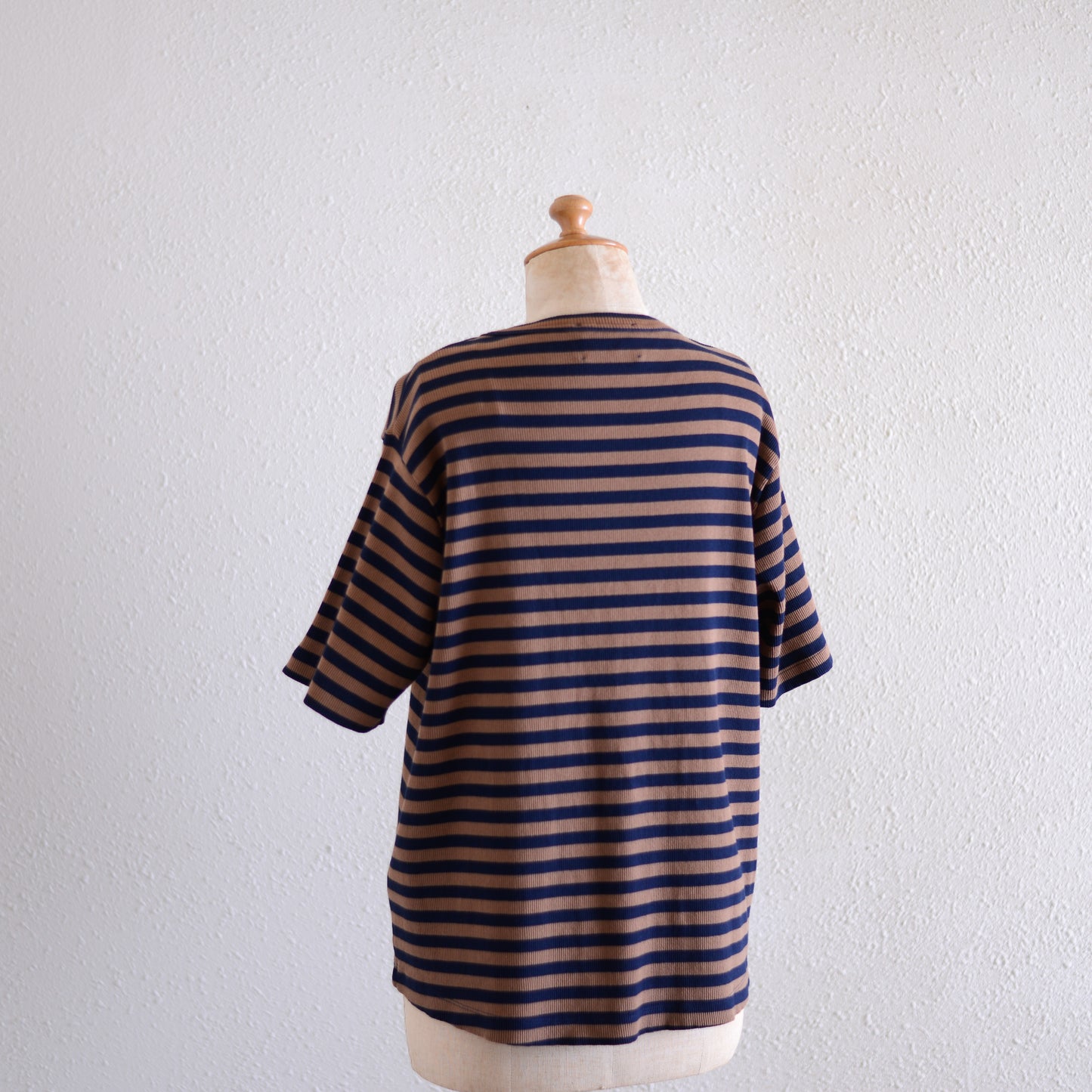 コットンボーダープルオーバー Brown × Black