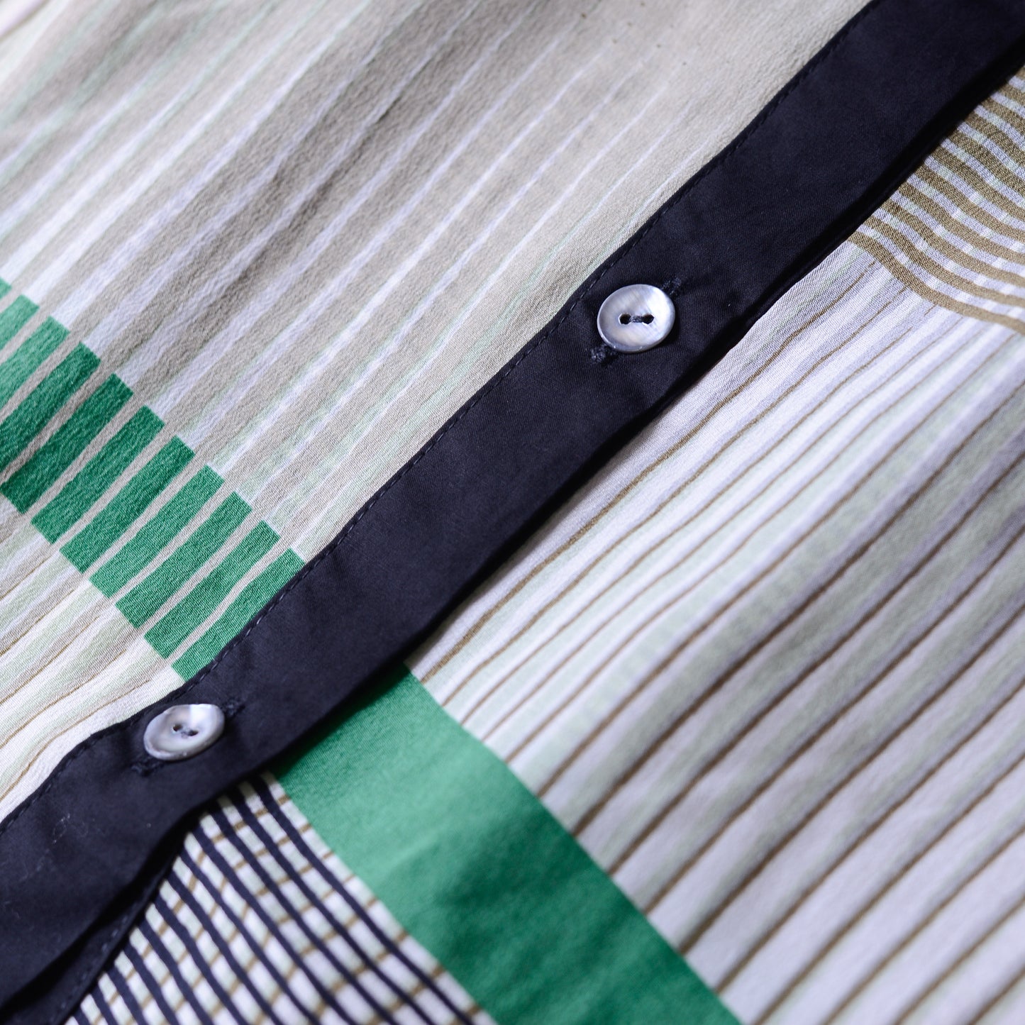 Silk Cotton Prism Dress Green