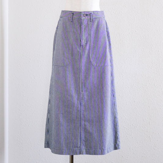 コットンヒッコリーデニムスカート Off White×Indigo