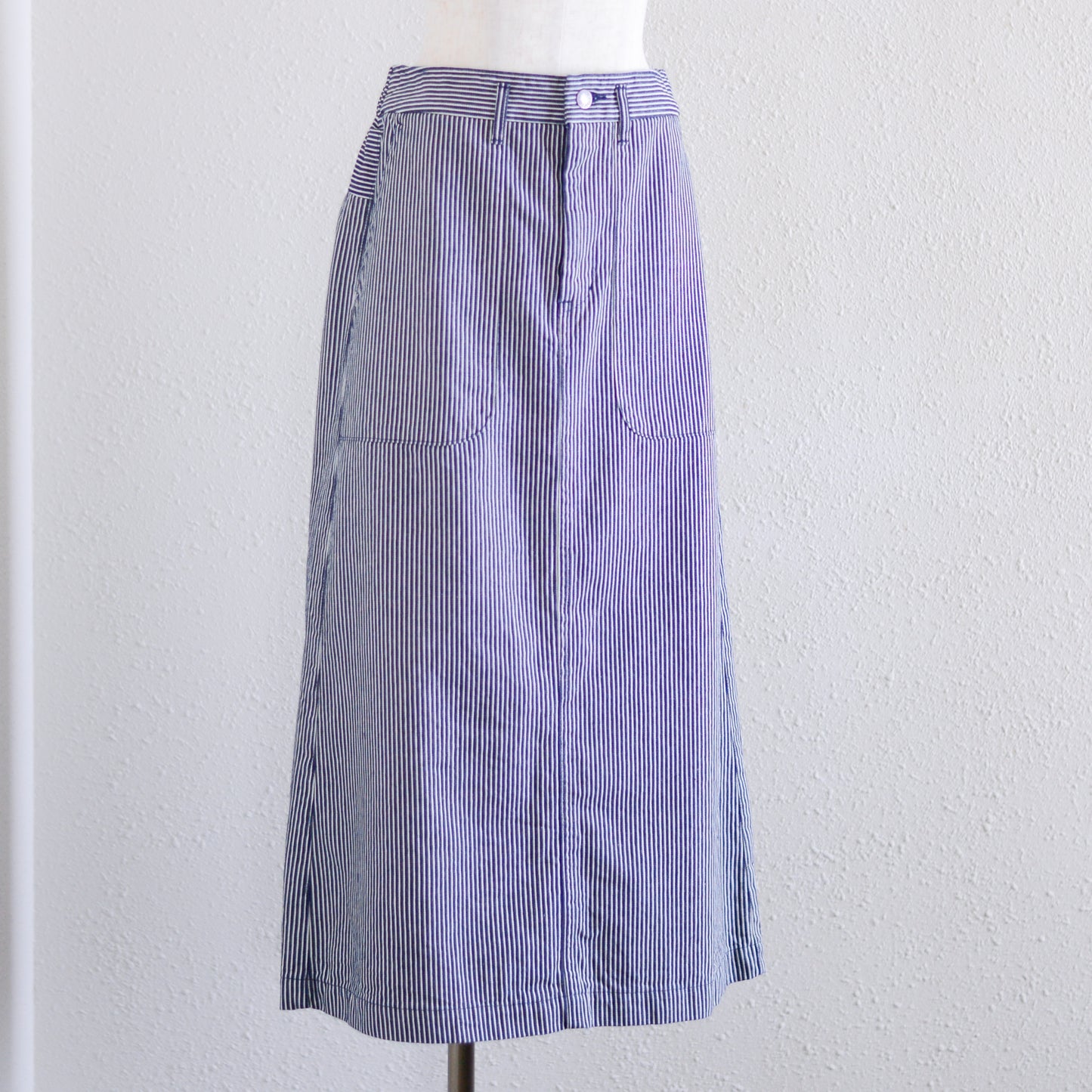 コットンヒッコリーデニムスカート Off White×Indigo