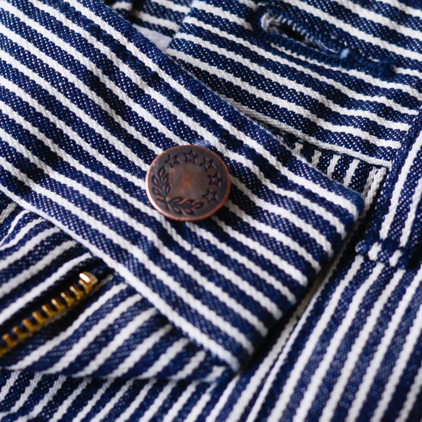 コットンヒッコリーデニムスカート Off White×Indigo