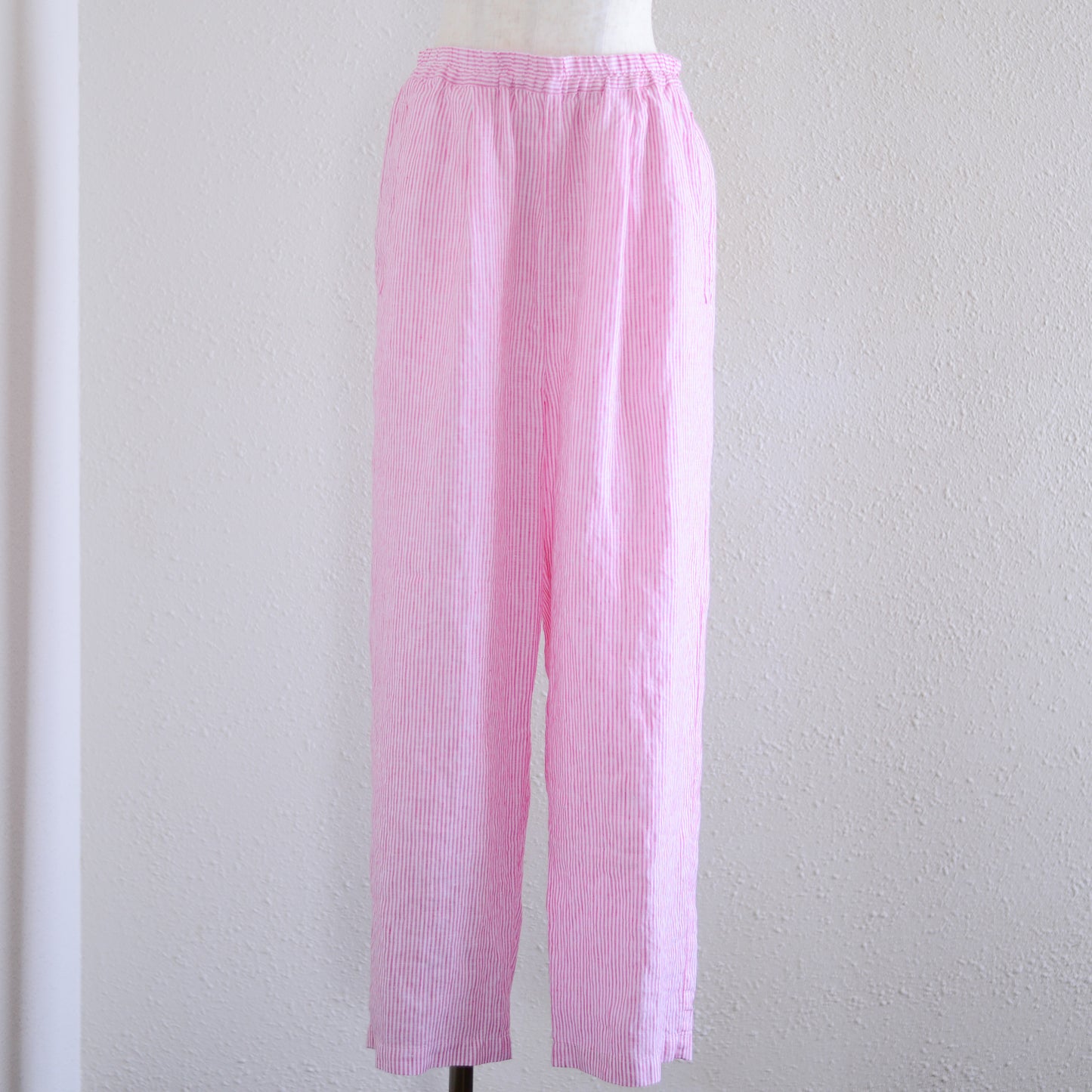 リネンストライプイージーパンツ Off White×Pink