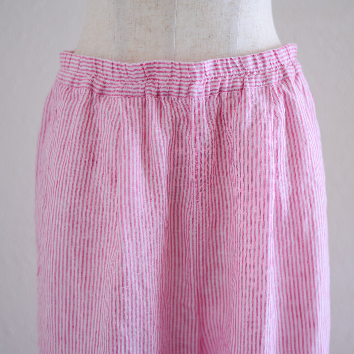 リネンストライプイージーパンツ Off White×Pink