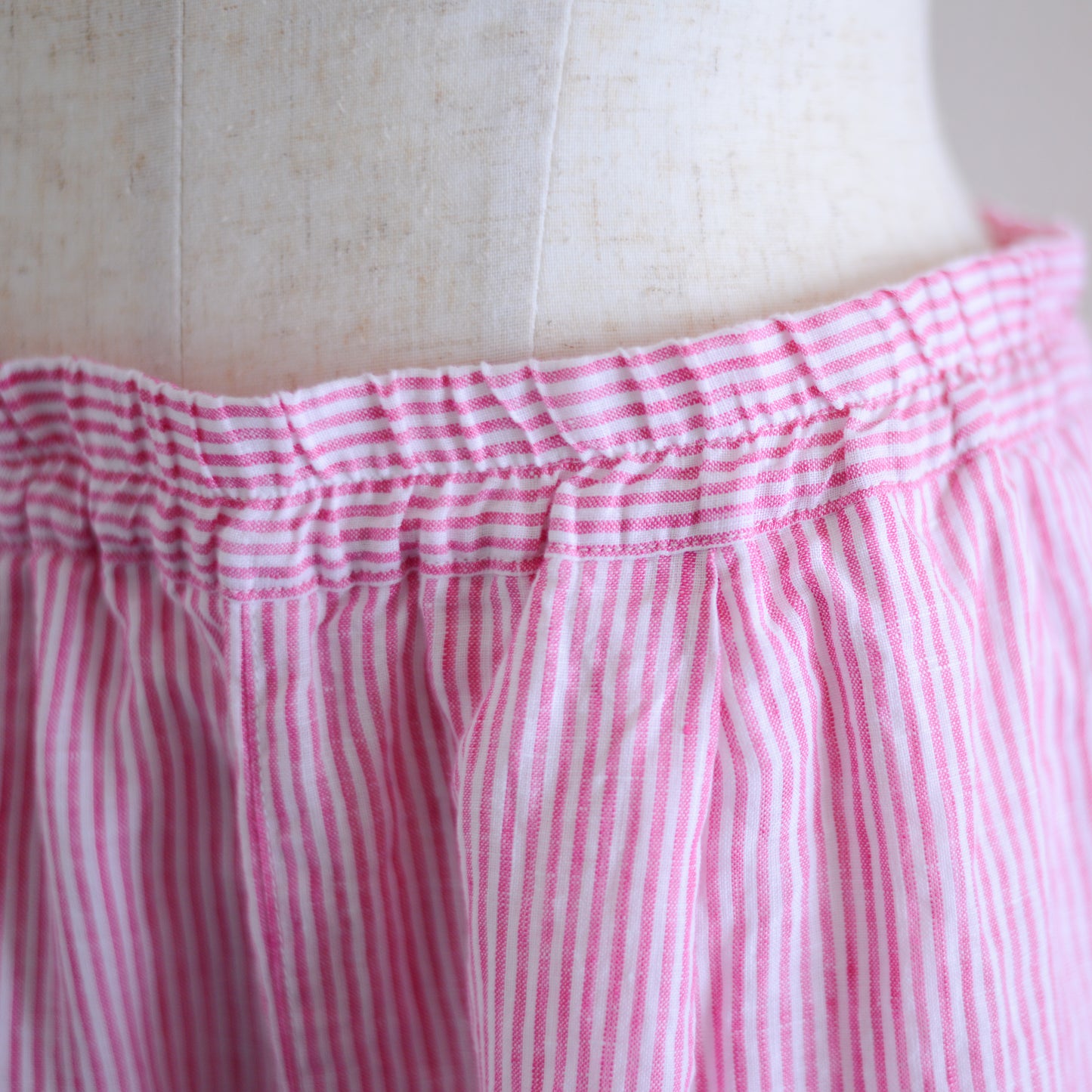 リネンストライプイージーパンツ Off White×Pink