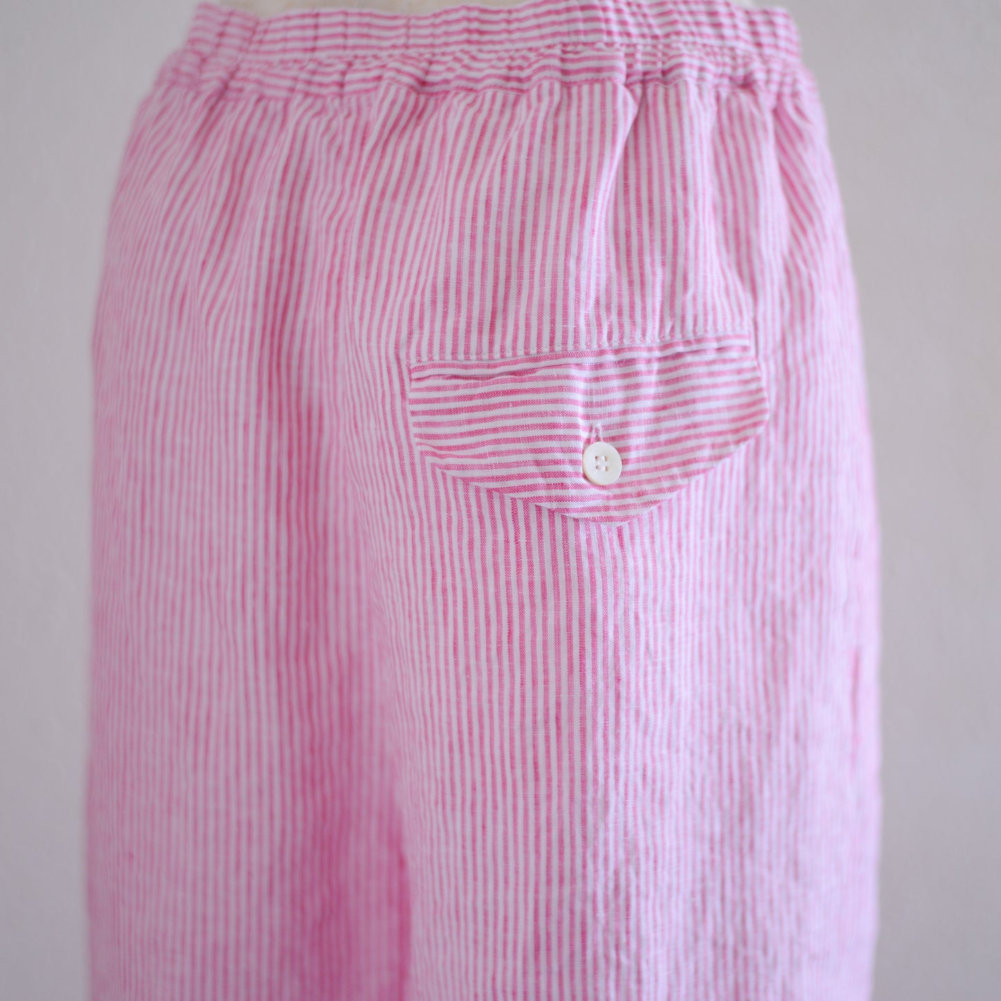リネンストライプイージーパンツ Off White×Pink
