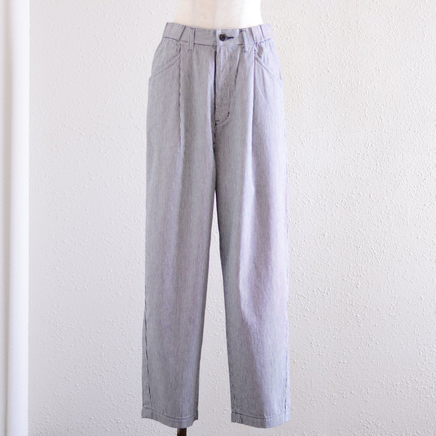 コットンヒッコリーデニムパンツ Off White×Indigo