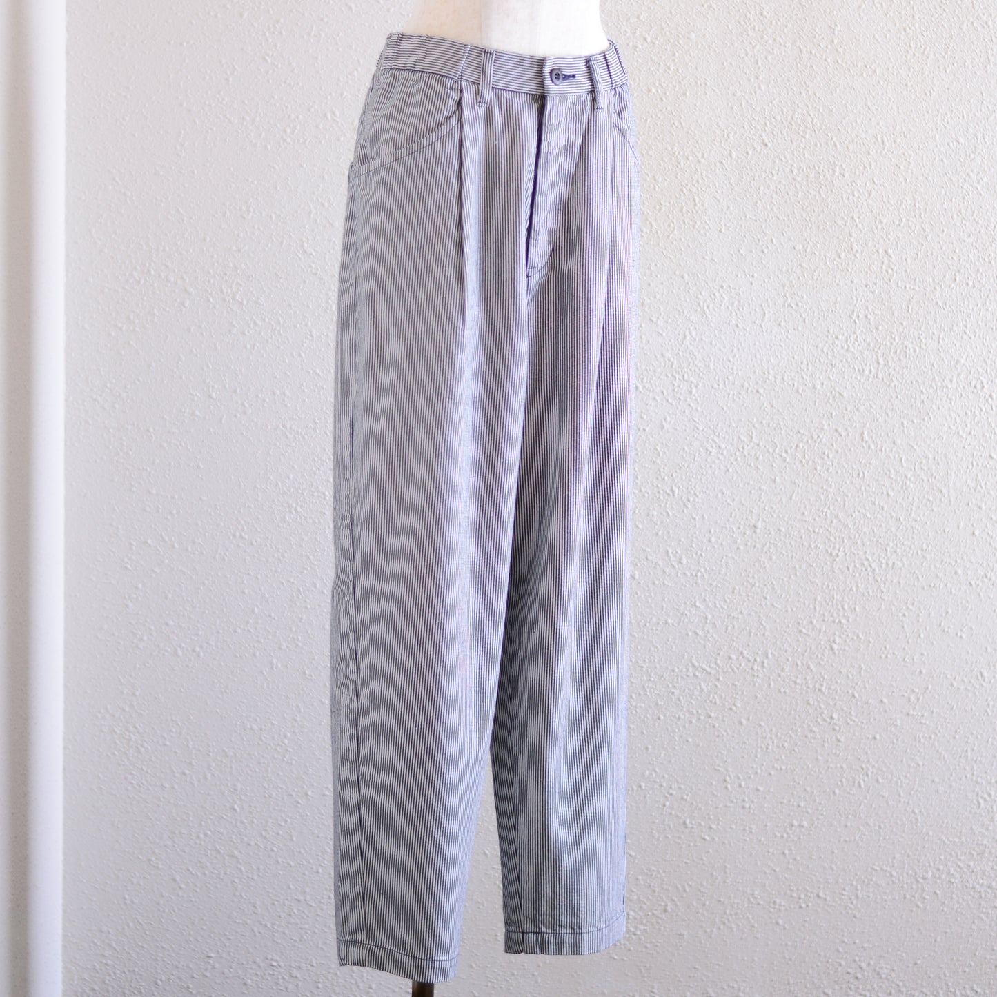 コットンヒッコリーデニムパンツ Off White×Indigo