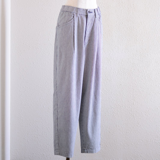 コットンヒッコリーデニムパンツ Off White×Indigo