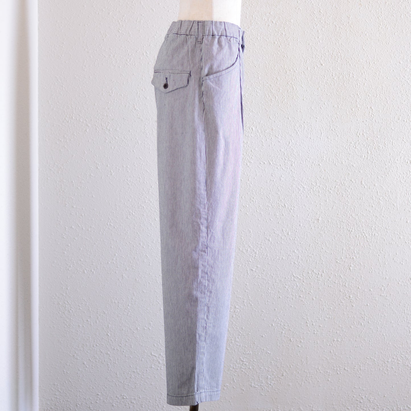 コットンヒッコリーデニムパンツ Off White×Indigo