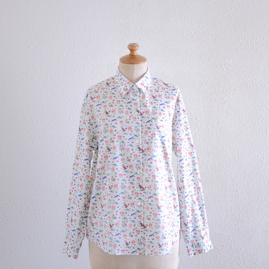 リバティプリントオーガニックコットンシャツ White