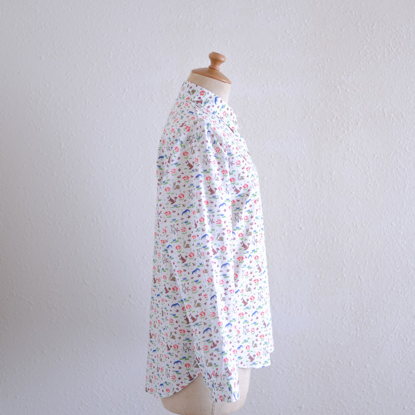 리버티 프린트 오가닉 코튼 셔츠 White