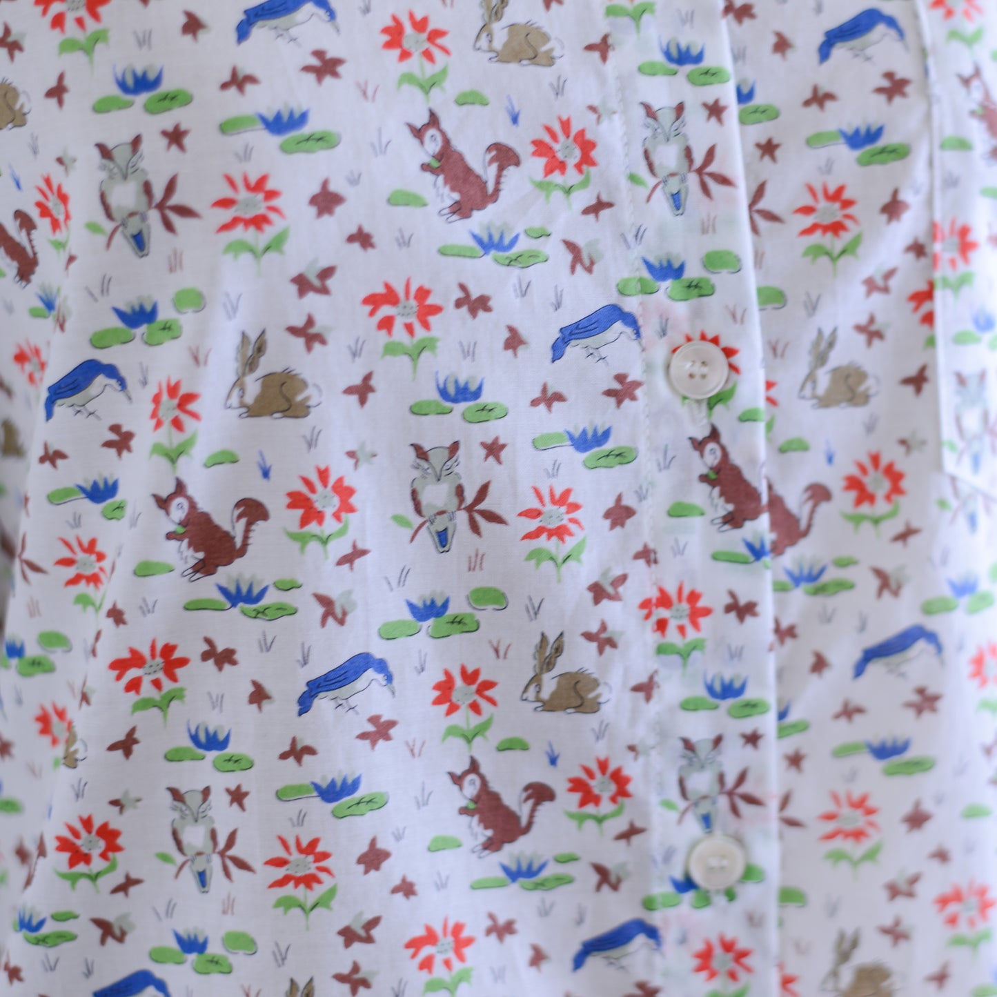 리버티 프린트 오가닉 코튼 셔츠 White